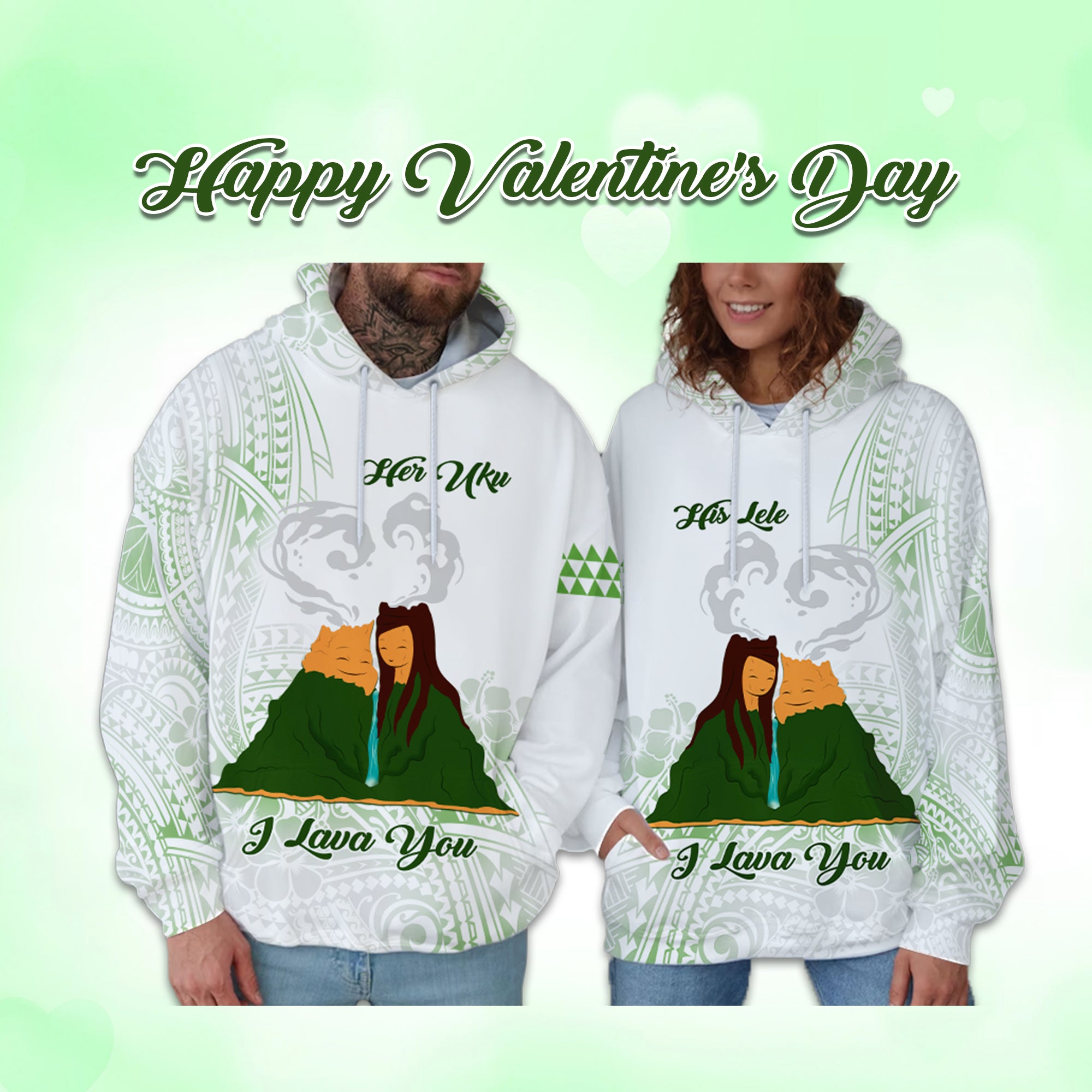 Custom Polynesian Couple Volcano Valentine Day Hoodie I LAVA YOU CTM05 - Polynesian Pride