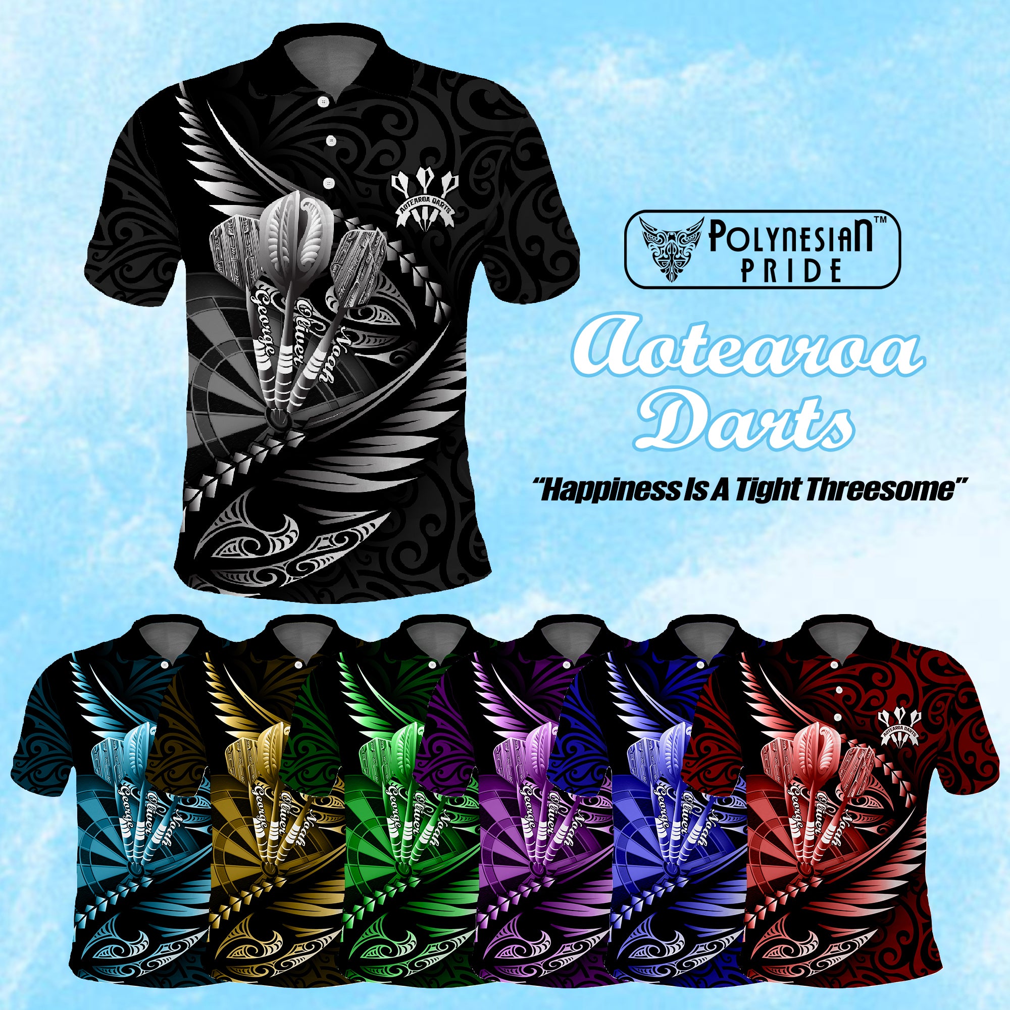 Custom New Zealand Darts Polo Shirt Aotearoa Maori Silver Fern Dart's Name CTM14