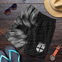 2026 Autumn Rugby Nations Fiji Shorts for Men Fijian Palm Leaf Tapa Tribal Inspired LT9 Black - Polynesian Pride