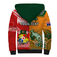 (Custom Personalised) Mate Maa Tonga And Wallabies Rugby Sherpa Hoodie Polynesian Mix Aboriginal LT14 - Polynesian Pride