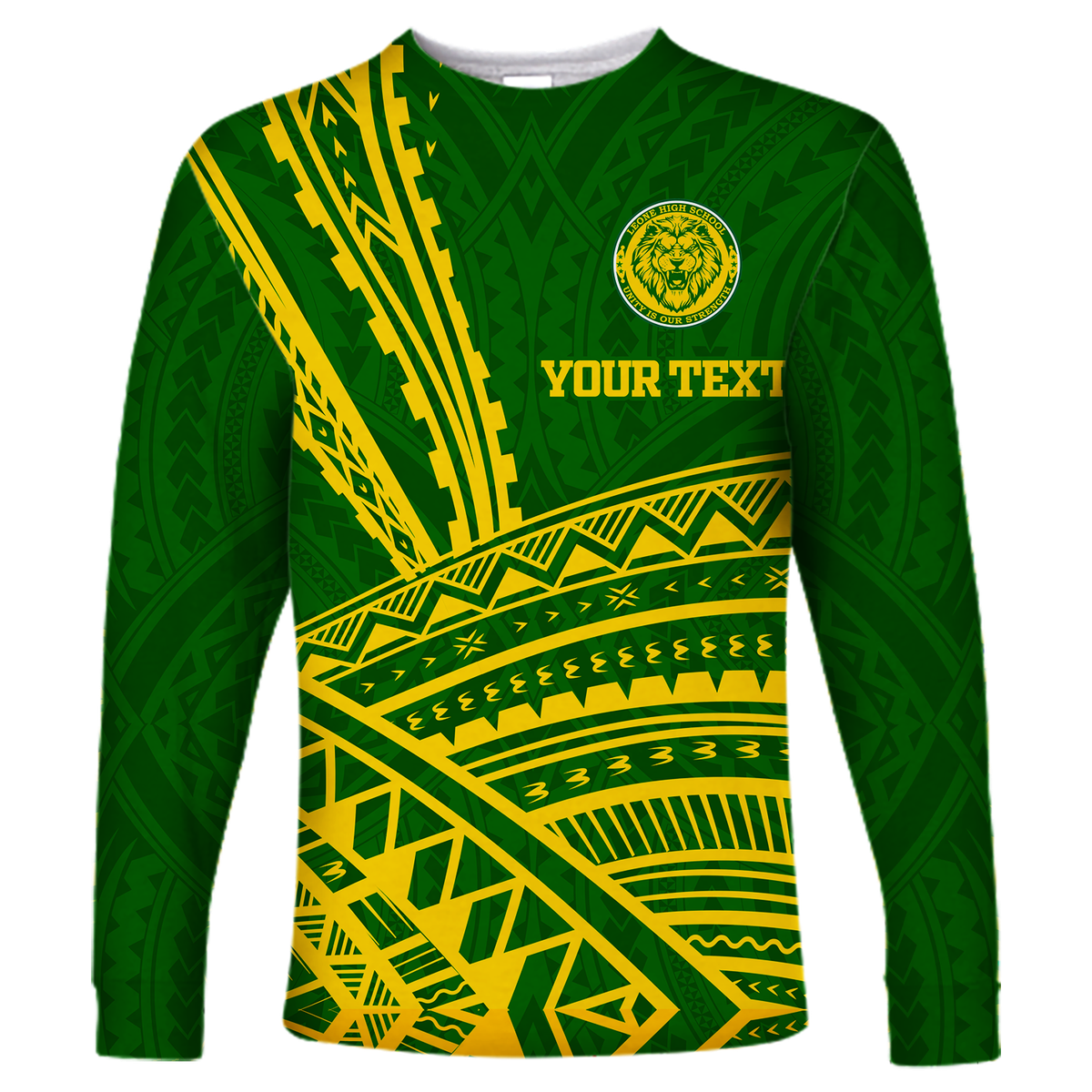 (Custom Personalised)Leone High School Pride Long Sleeve Shirt - LT12 Unisex Green - Polynesian Pride