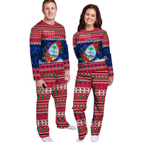 Guam Christmas Pajama Set Guaman Seal Poinsettia Felis Pasgua LT05 - Polynesian Pride