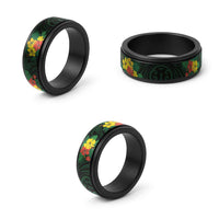Polynesian American Samoa Spinner Ring Hibiscus Flowers LT9