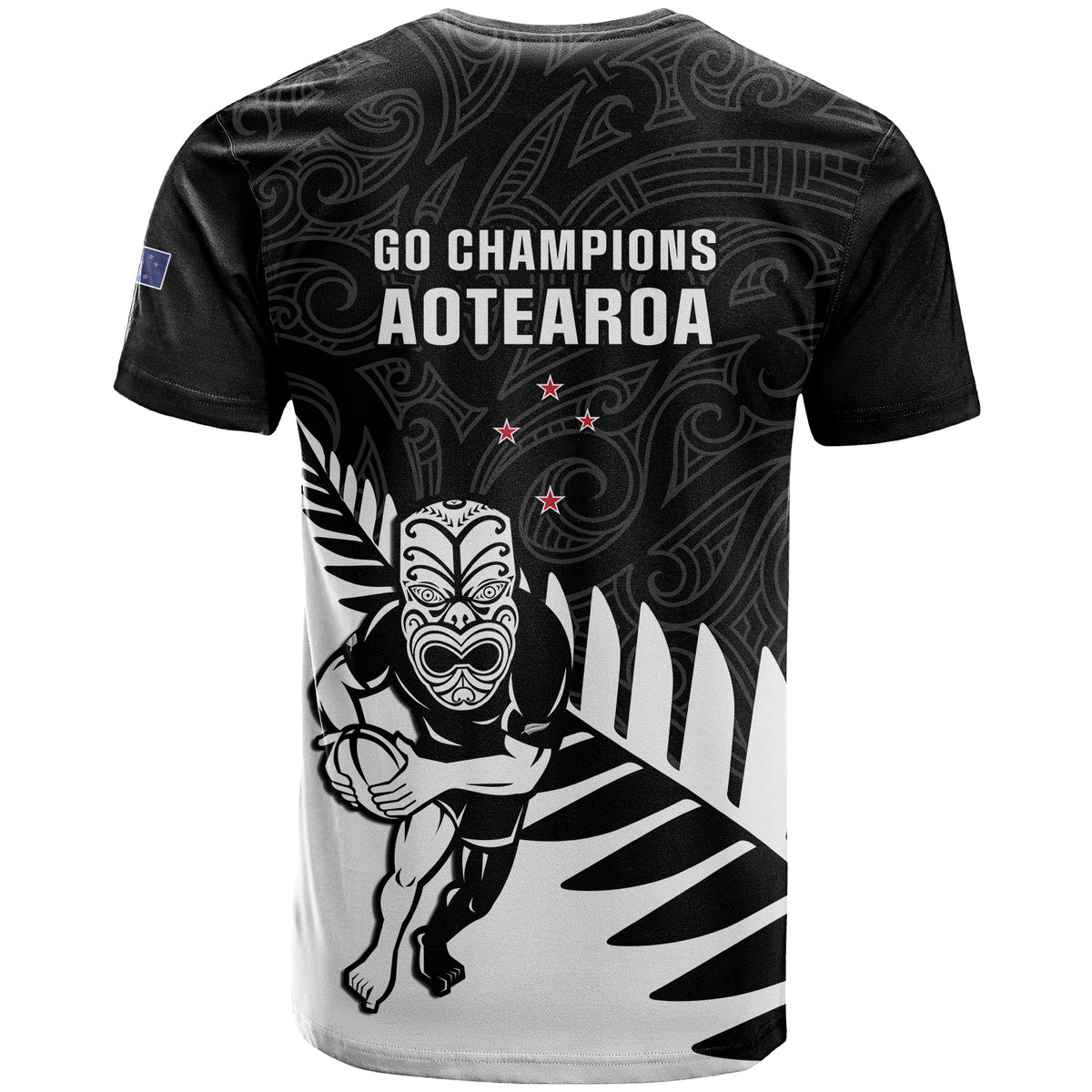 New Zealand Silver Fern Rugby T Shirt 2025 All Black Go Champions Maori Pattern LT14