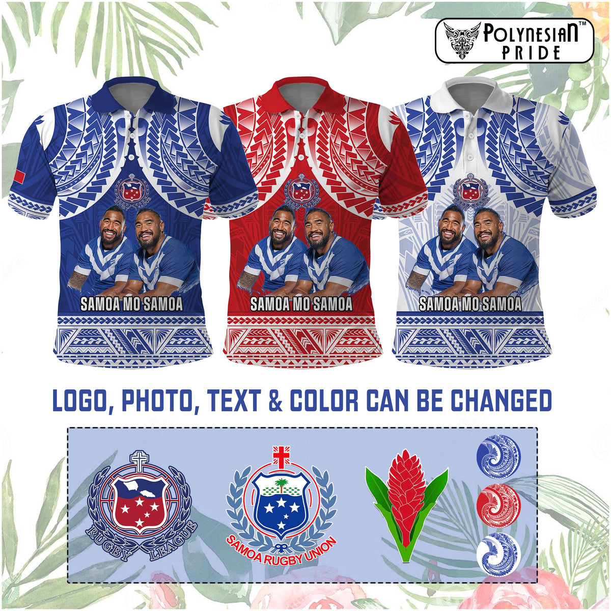 Custom Photo Samoa Rugby Polo Shirt 685 Proud Toa Samoa, Manu Samoa And Manu Samoa 7s Logo CTM14