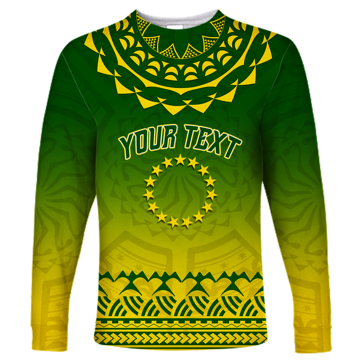 (Custom Personalised) Cook Islands Turtle With Tribal Long Sleeve Shirt - LT12 Unisex Green - Polynesian Pride
