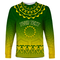 (Custom Personalised) Cook Islands Turtle With Tribal Long Sleeve Shirt - LT12 Unisex Green - Polynesian Pride