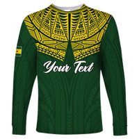 (Custom Personalised) Society Islands Pride Long Sleeve Shirt - LT12 Unisex Green - Polynesian Pride