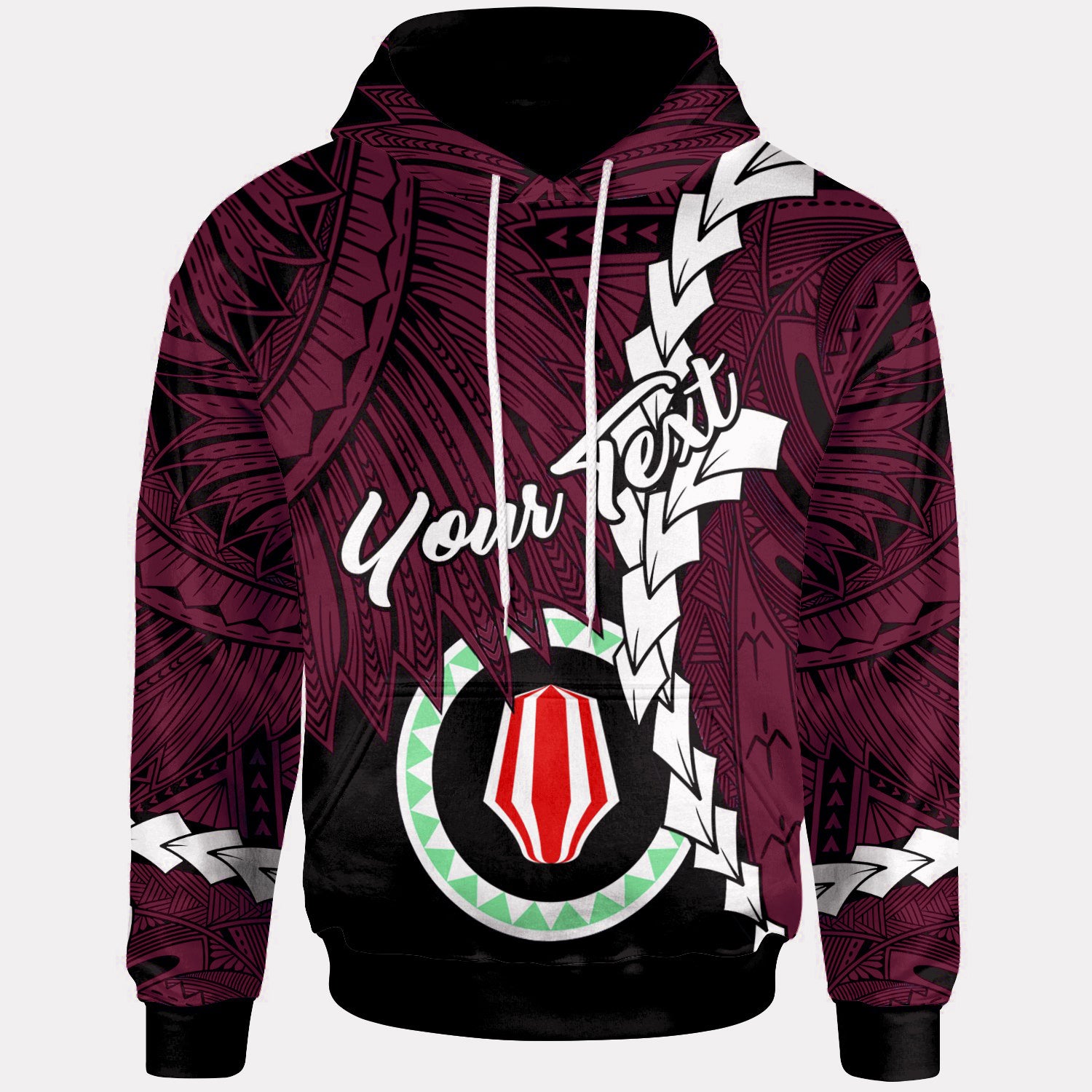 Papua New Guinea Autonomous Region of Bougainville Province Polynesian Custom Hoodie Tribal Wave Tattoo - Maroon LT7 Unisex Maroon - Polynesian Pride