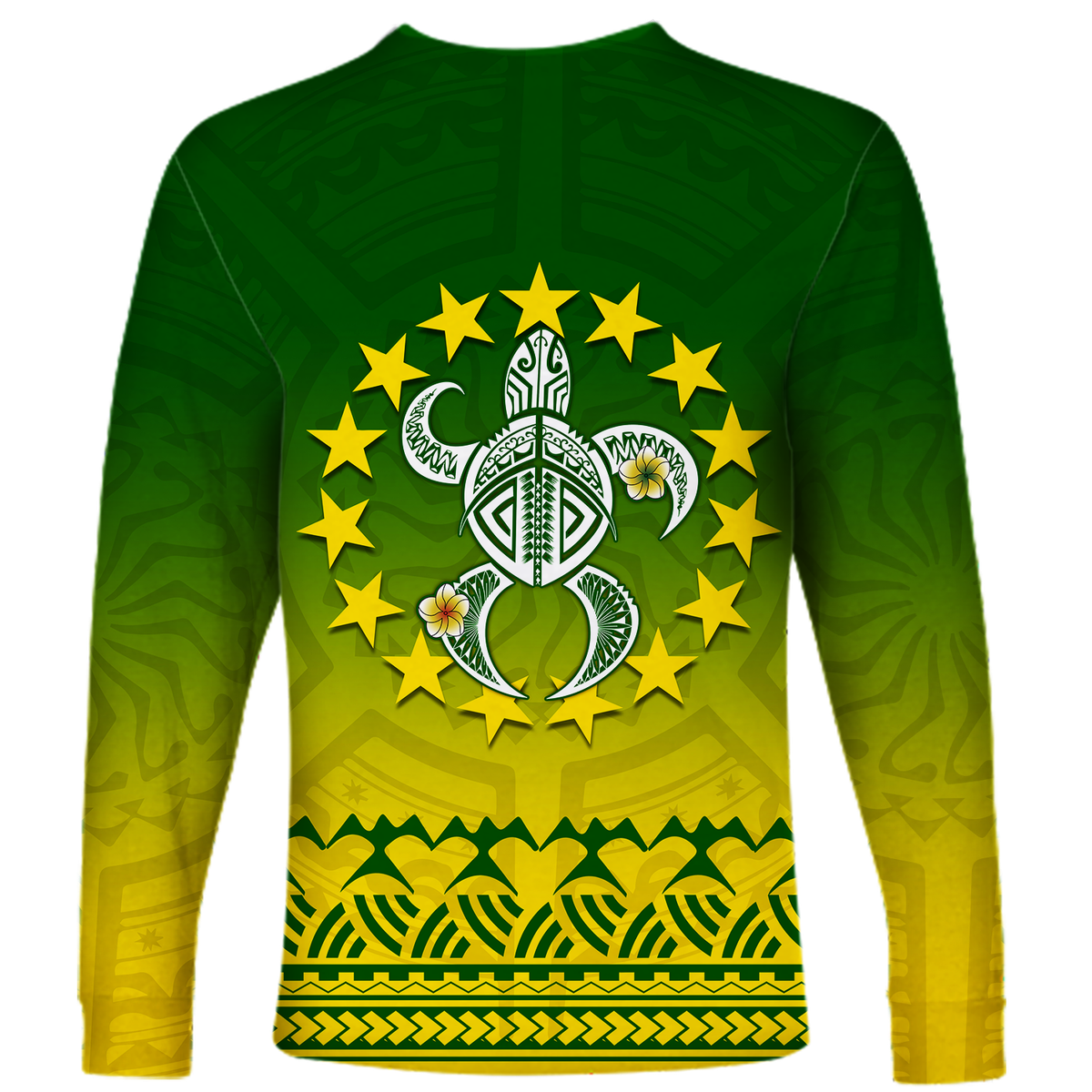 (Custom Personalised) Cook Islands Turtle With Tribal Long Sleeve Shirt - LT12 - Polynesian Pride