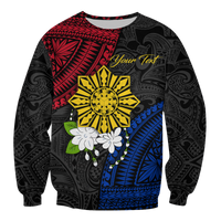 (Custom Personalised) Philippines Sampaguita Filipino Sun Sweatshirt - LT12 Unisex Black - Polynesian Pride
