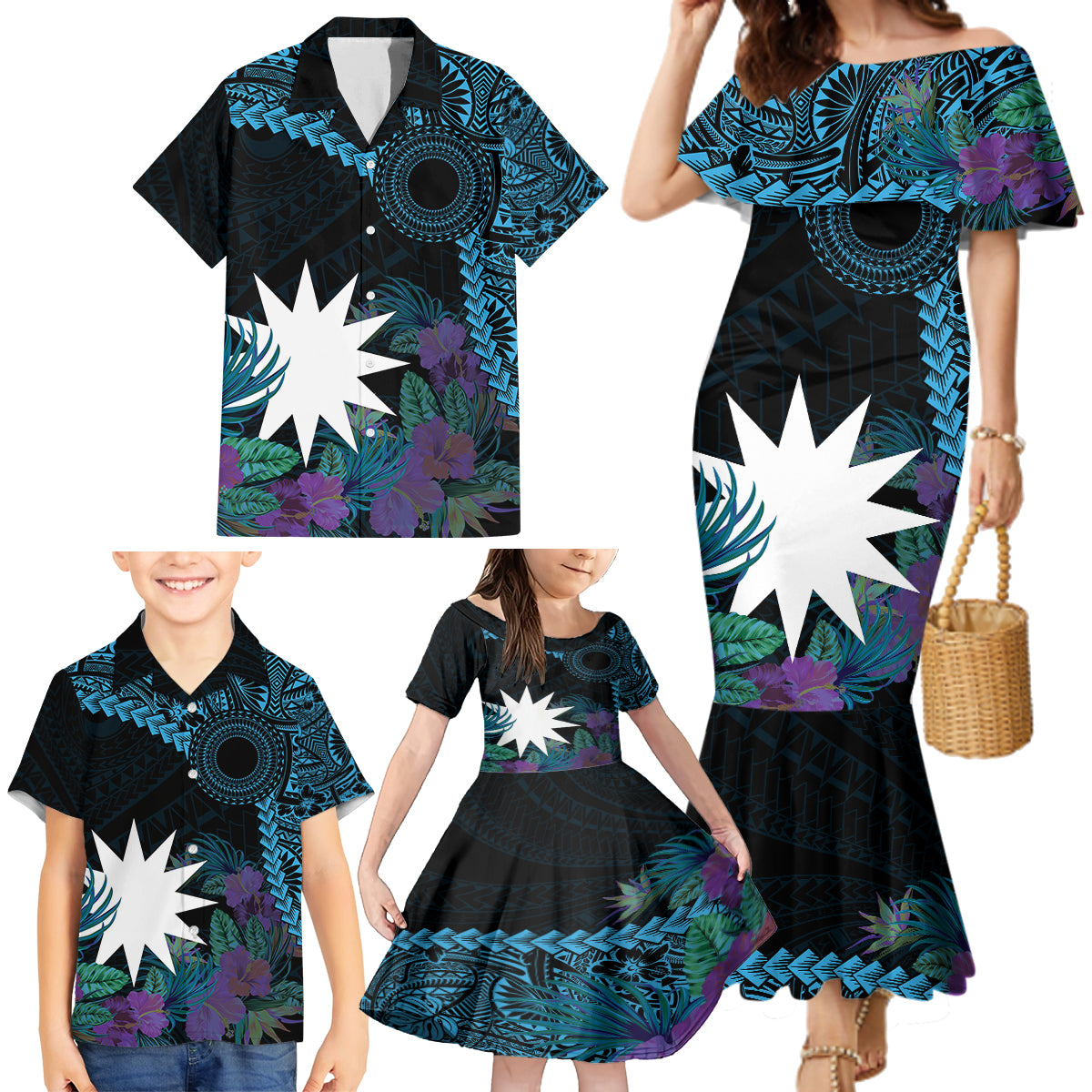 CUSTOMER REQUEST- Nauru - 04/11/2024 - Family Matching Mermaid Dress and Hawaiian Shirt - LT14