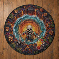3D Illusion Hawaii Ghost Skeleton Horror Round Carpet