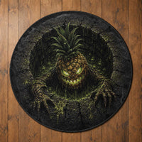 3D Illusion Hawaii Halloween Scary Pineapple Monster Round Carpet
