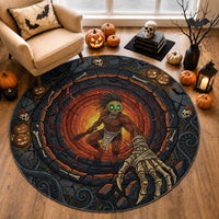 3D Illusion Hawaii Ikaika Warrior Endless Spiral Stairs Round Carpet
