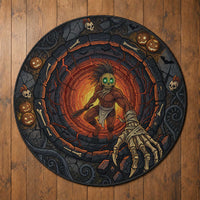 3D Illusion Hawaii Ikaika Warrior Endless Spiral Stairs Round Carpet