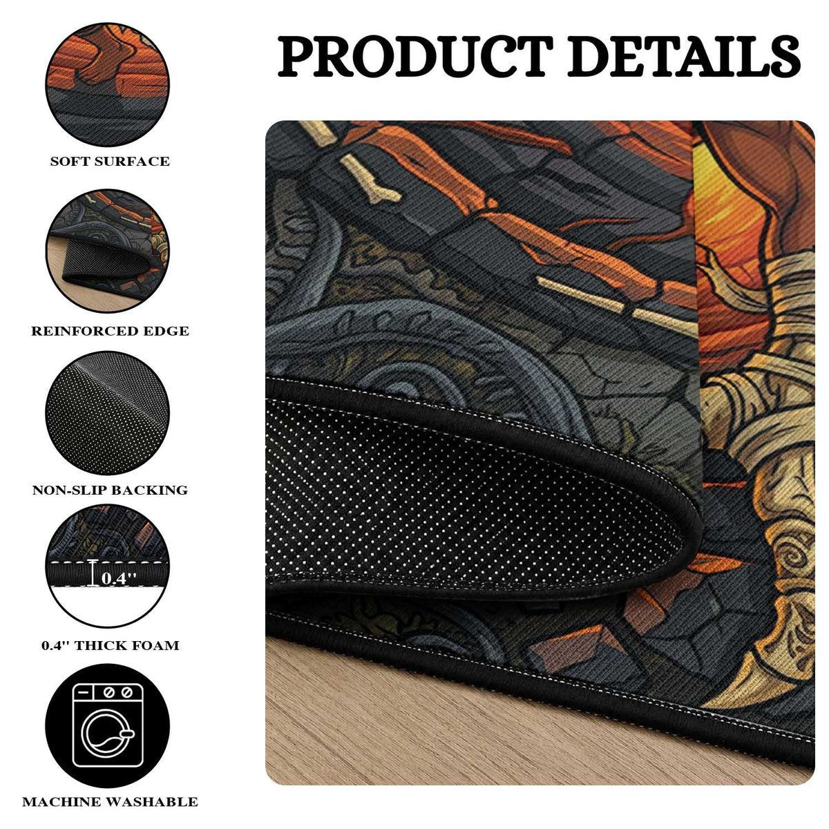 3D Illusion Hawaii Ikaika Warrior Endless Spiral Stairs Round Carpet