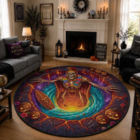 3D Illusion Hawaii King Skeleton Round Carpet