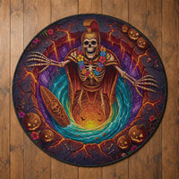 3D Illusion Hawaii King Skeleton Round Carpet