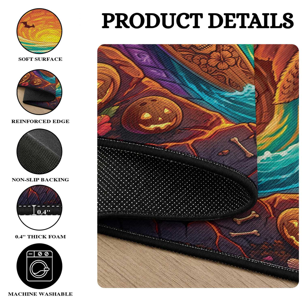 3D Illusion Hawaii King Skeleton Round Carpet