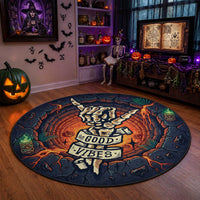 3D Illusion Hawaii Shaka Sign Skeleton Good Vibes Round Carpet