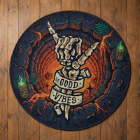 3D Illusion Hawaii Shaka Sign Skeleton Good Vibes Round Carpet