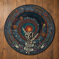 3D Illusion Hawaii Shaka Sign Skeleton Round Carpet