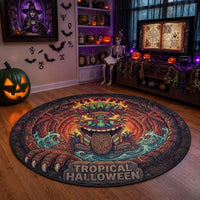 3D Illusion Hawaii Tiki Tropical Round Carpet