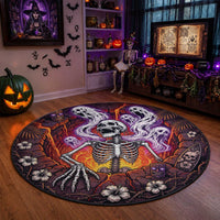 3D Illusion Hawaii Tropical Gothic Ghost Spirit Skeleton Round Carpet