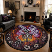 3D Illusion Hawaii Tropical Gothic Ghost Spirit Skeleton Round Carpet