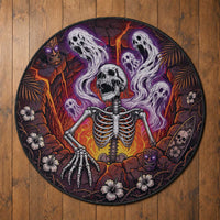 3D Illusion Hawaii Tropical Gothic Ghost Spirit Skeleton Round Carpet