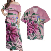 Clematis Humming Bird Matching Dress and Hawaiian Shirt Hawaii RLT14 No Dress - Polynesian Pride