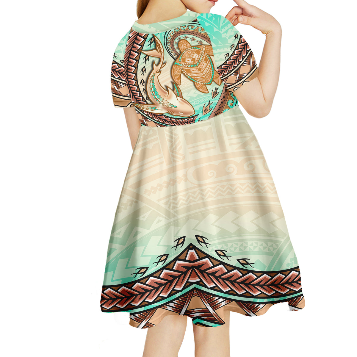Hawaii Family Matching Outfits Polynesian Pride Summer Maxi Dress And Shirt Polynesian Shark Sea Turtle Dreamy LT14 - Polynesian Pride