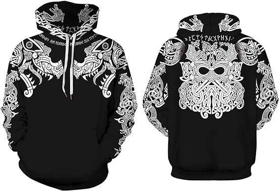 Nordic Odin Tattoo Hoodie Loose Viking Tattoo RLT7