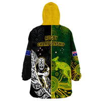 Australia Rugby Mix Aotearoa Rugby Wearable Blanket Hoodie Wallabies All Black Special Version LT14 - Polynesian Pride