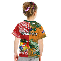 Custom Mate Maa Tonga and Wallabies Rugby T Shirt Polynesian Mix Aboriginal LT14 - Polynesian Pride