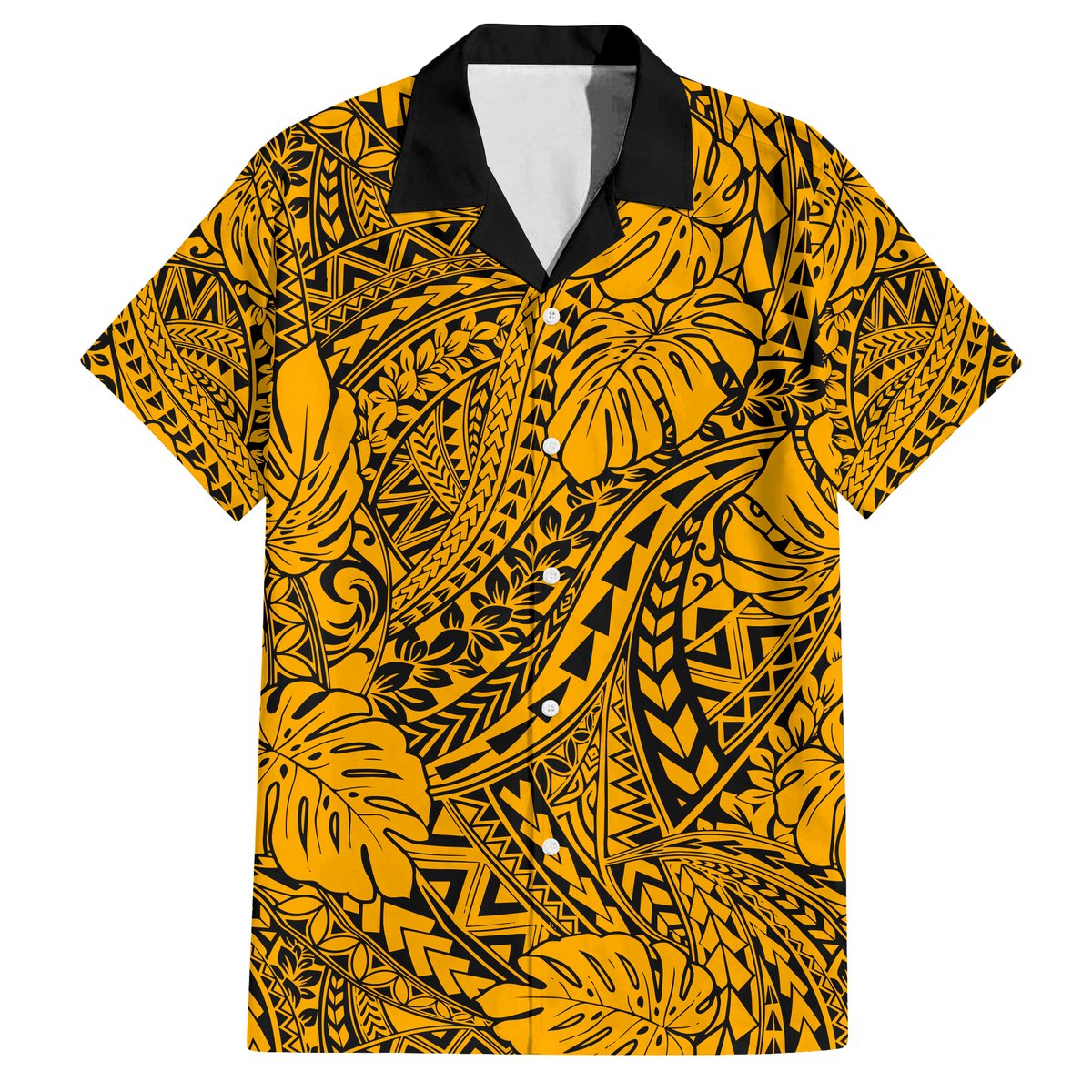 Gold Hawaii Family Matching Off Shoulder Maxi Dress And Hawaiian Shirt Tribal Art LT14 - Polynesian Pride
