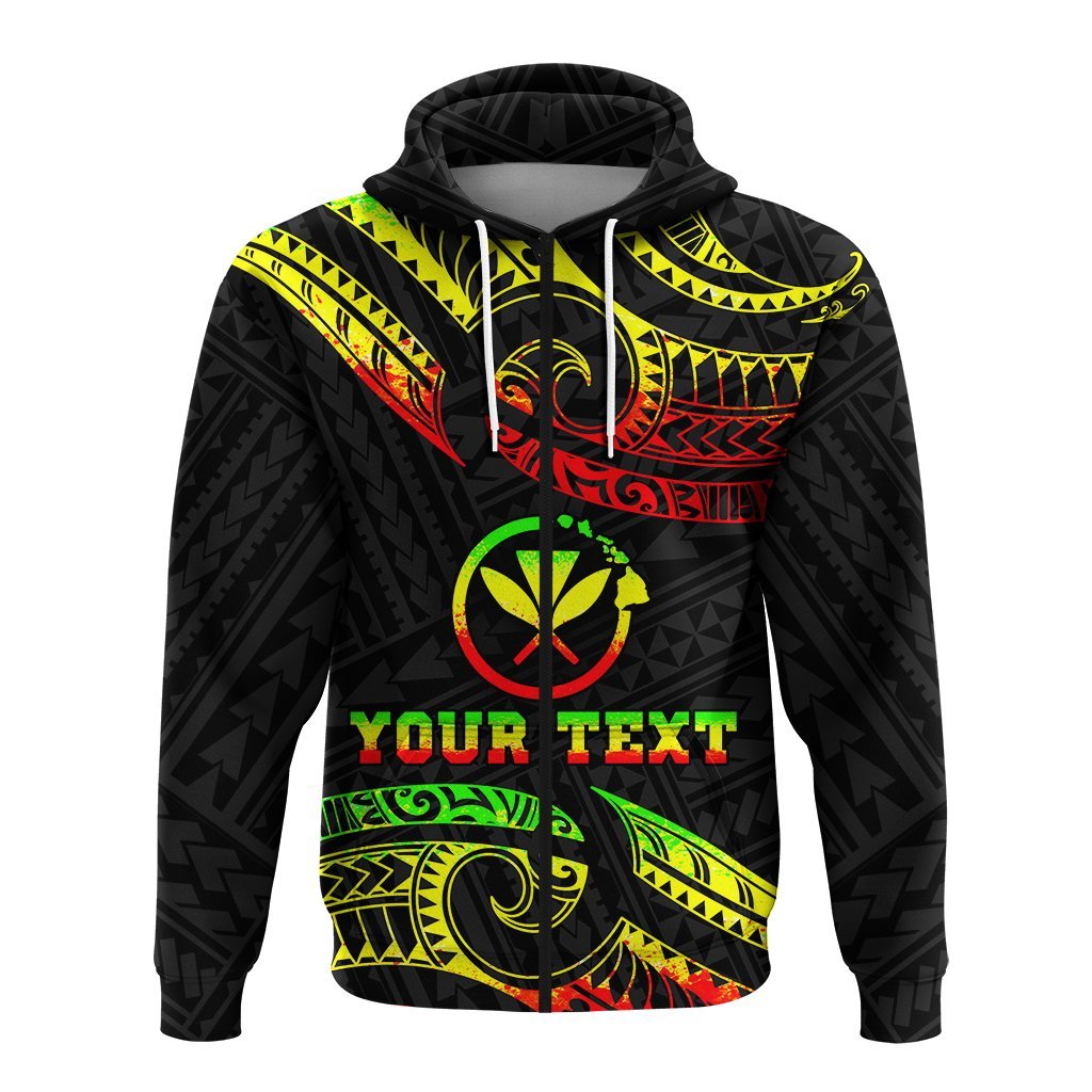 Custom Hawaii Zip up Hoodie Tribal Pattern Reggae LT12 - Polynesian Pride