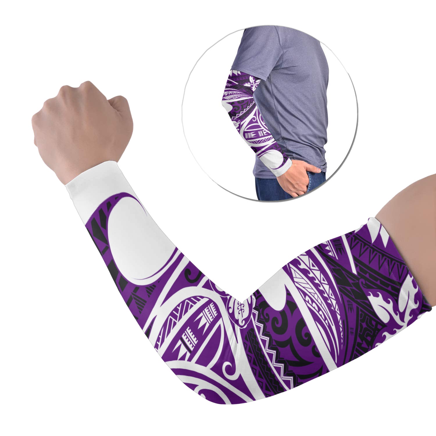 Polynesian Tribal Tattoo Arm Sleeve 43 (Set of Two) Purple LT6 Set of 2 Purple - Polynesian Pride