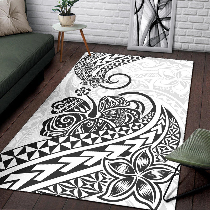 Polynesian Tribal Tattoo Retro Area Rug Black Screen Color LT9 Black - Polynesian Pride