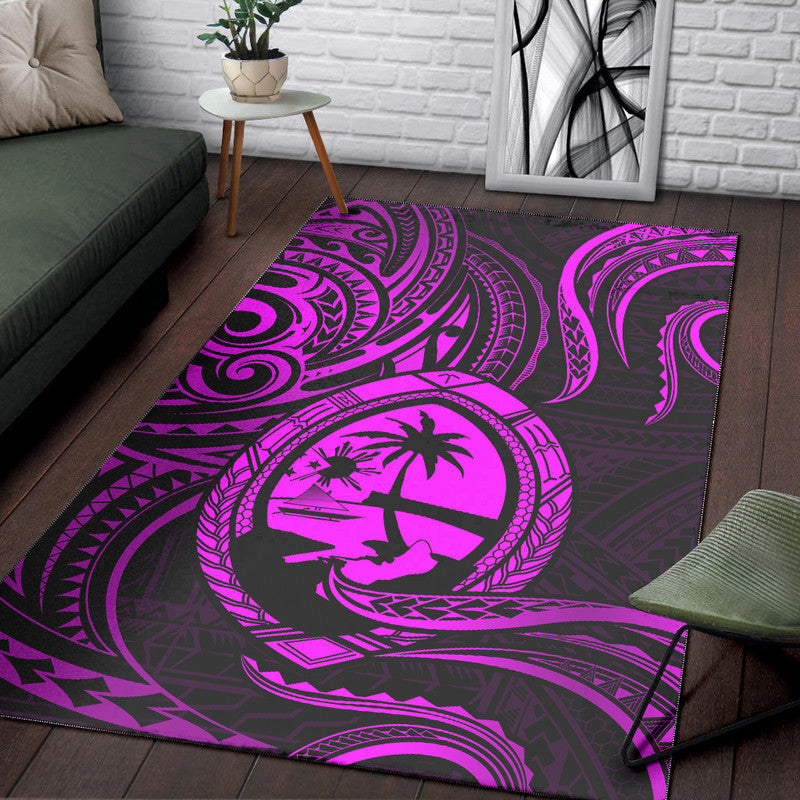 Polynesian Pride Guam With Polynesian Tribal Tattoo and Coat of Arms Area Rug Purple Version LT9 Purple - Polynesian Pride