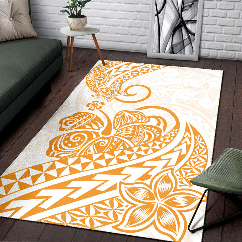 Polynesian Tribal Tattoo Retro Area Rug Gold Screen Color LT9 Gold - Polynesian Pride