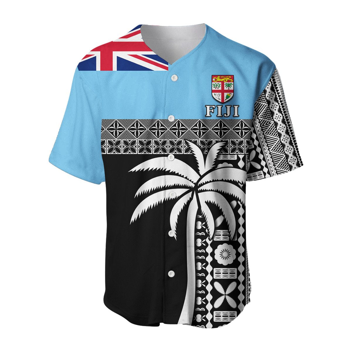 (Custom Personalised) Fiji Tapa Pattern Baseball Jersey Coconut Tree LT13 - Polynesian Pride