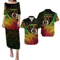 Matching Outfits For Couples Vanuatu Combo Puletasi Dress And Hawaii Shirt Proud To Be A Ni-Van LT14 Black - Polynesian Pride