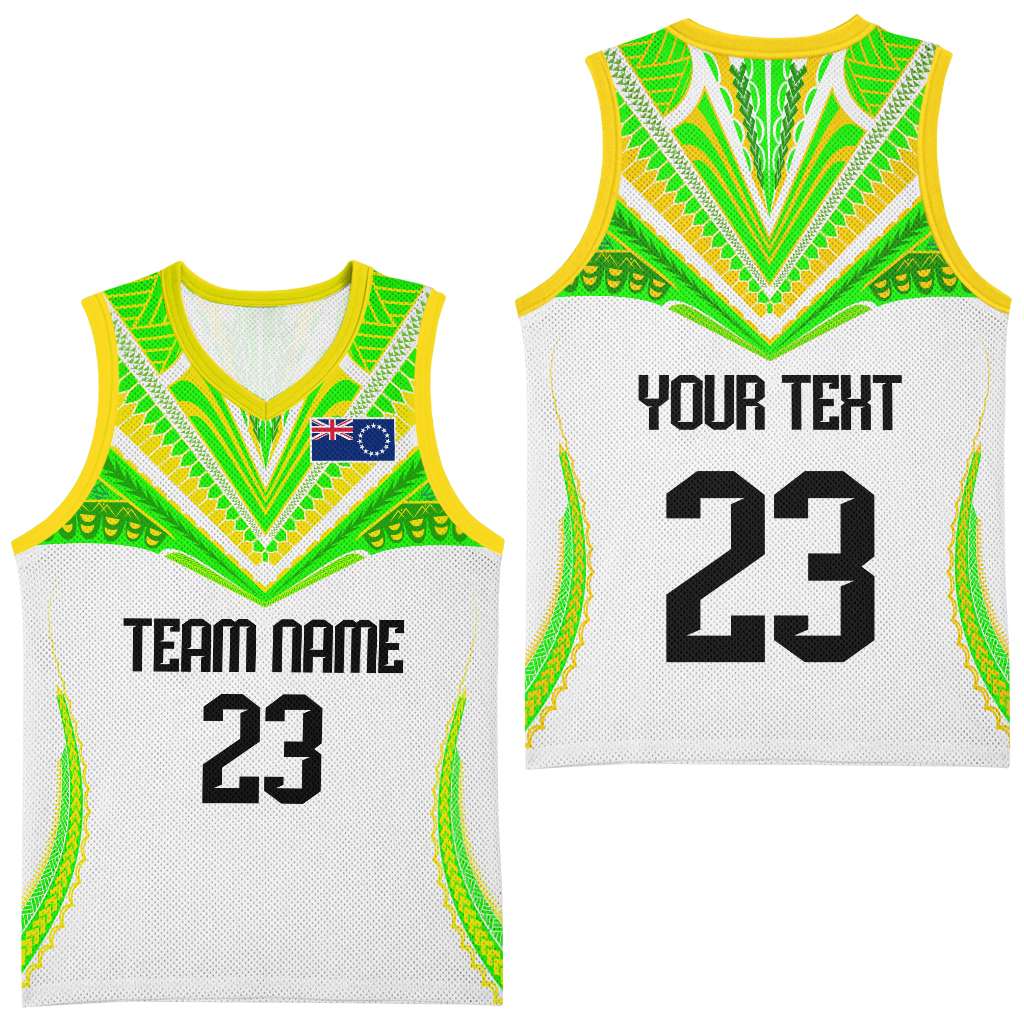 Custom Cook Islands Basketball Jersey Tatau Art Sport Style White Color