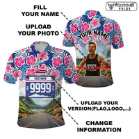 Custom Race Bib and Photo Marathon Nature and Tropical Style Polo Shirt