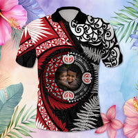Custom Photo Tonga and New Zealand Together Polo Shirt Ngatu Art Tribal Maori Tattoo and Silver Fern