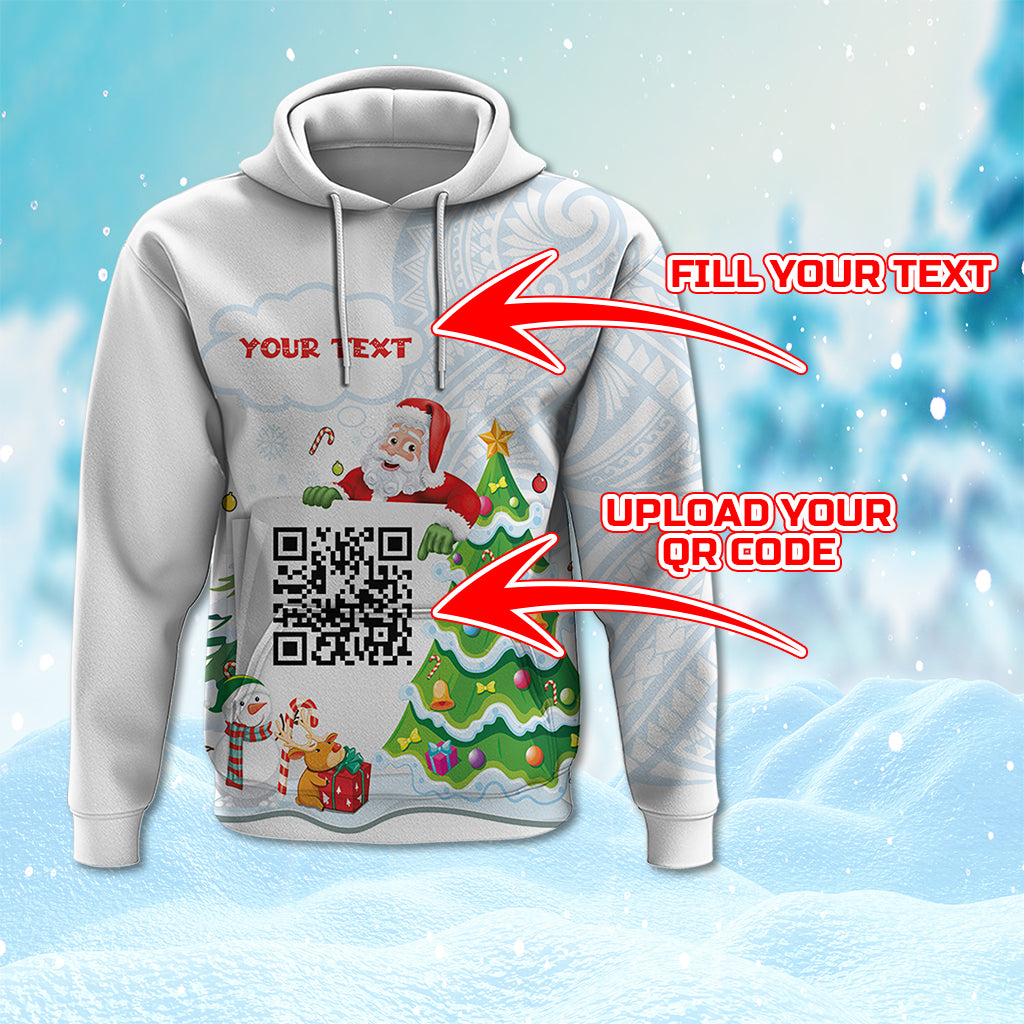 Custome QR Code Polynesian Christmas Hoodie Funny Santa Claus and Xmas Style