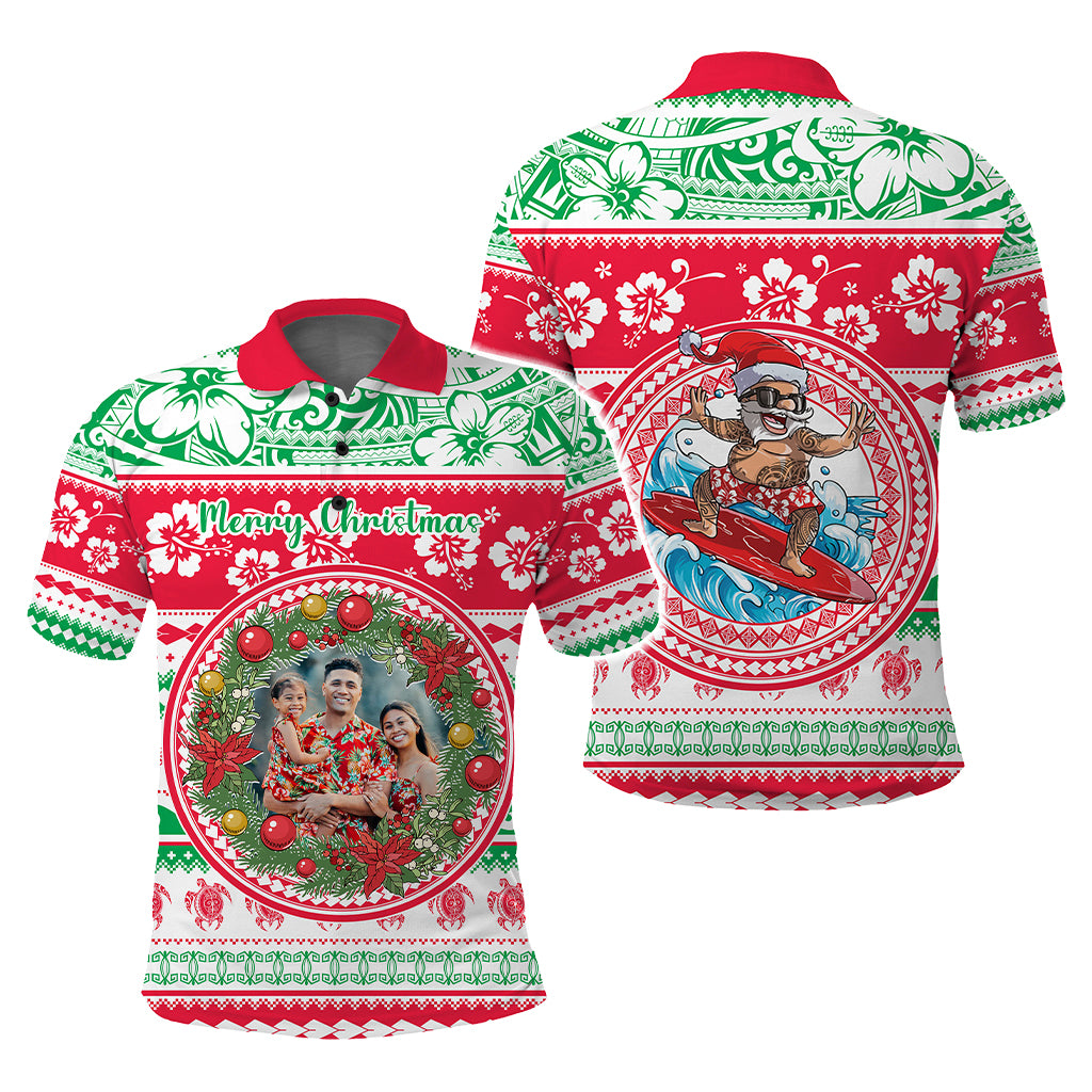 Custom Photo Polynesian Christmas Polo Shirt - Polynesian Pride