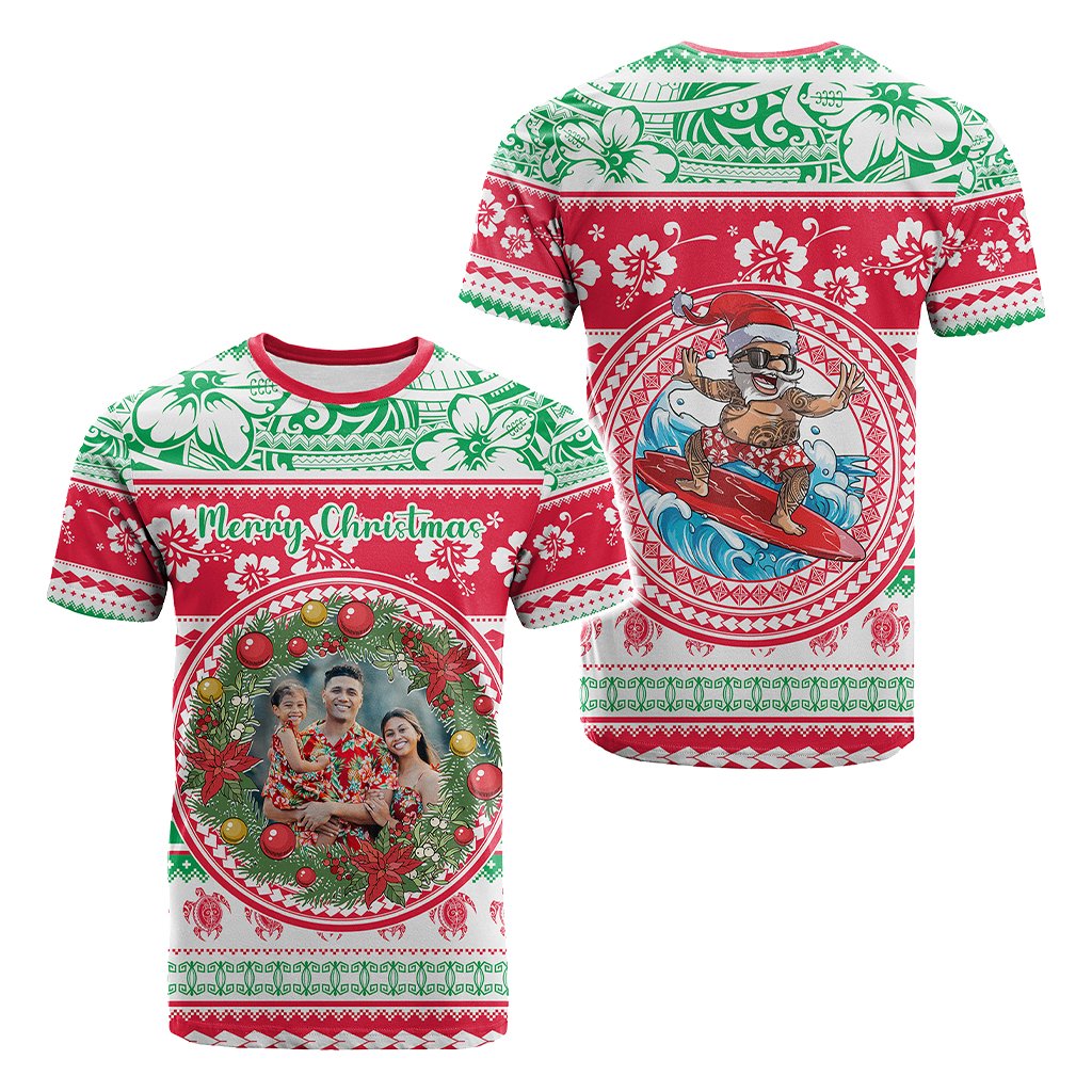 Custom Photo Polynesian Christmas T Shirt - Polynesian Pride